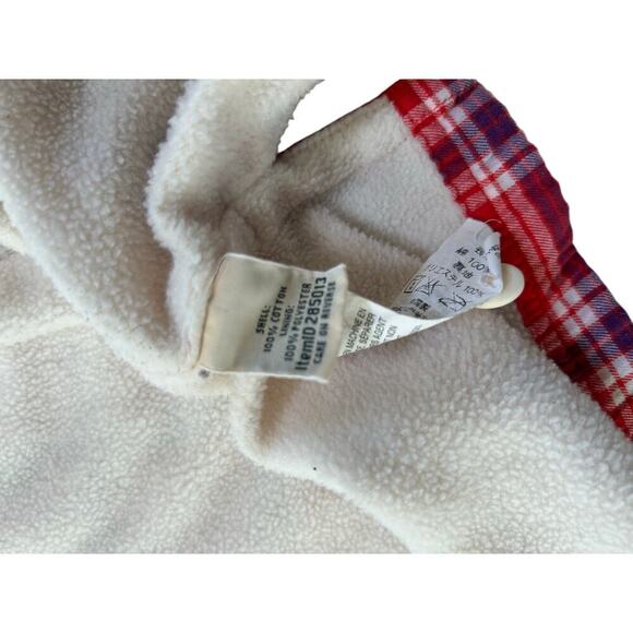 L.L. Bean Plaid Fleece Lined Flannel Shacket Red Blue Cabincore Chore Gorpcore L - Picture 7 of 8